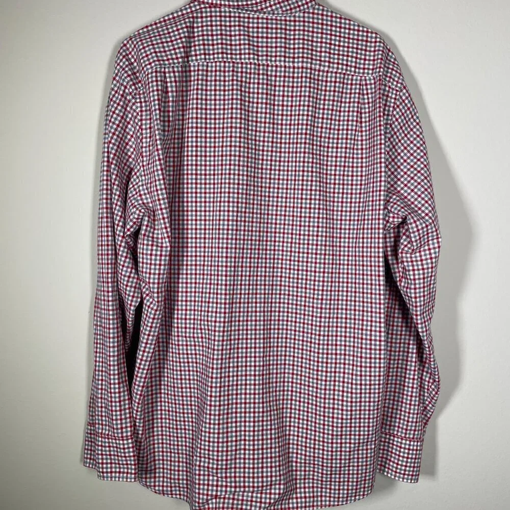 J Crew Men's LS Red Gray Plaid Button-Up Shirt XL 100% Cotton!